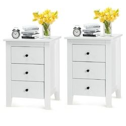 2 pcs Nightstand End Beside Table Drawers