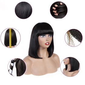 Human Hair Bob Wig Headgear Woven Top Heart Is Natural And Realistic (Option: 211204114inches)