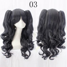 Double tiger clip style lolita wig (Option: Grey blue)