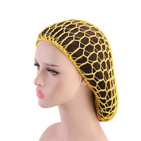 Ladies Hand Crocheted Drooping Hair Net, Hair Care Long Net Bag, Mesh Night Cap (Color: Yellow)