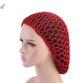 Ladies Hand Crocheted Drooping Hair Net, Hair Care Long Net Bag, Mesh Night Cap (Color: Red)