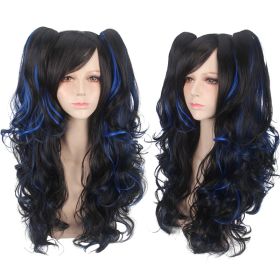 Double tiger clip style lolita wig (Option: Blue black)