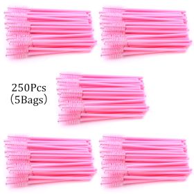 Disposable Eyelash Brush With Crystal Rod (Option: Solid pink-250PCS)