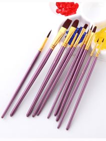 10 Pearlescent Blue Nylon Brushes Gouache And Oil Brush Set (Color: Purple)