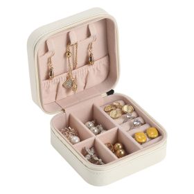 Portable Jewelry Storage Box Travel Earrings Necklace Ring Display Case Leather Storage Organizer Earring Holder Organizer (Ships From: China)